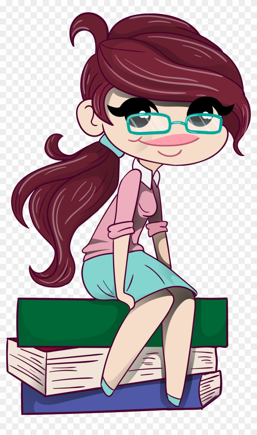 Big Image - Teenage Girl With Glasses Student School Books Large #651035