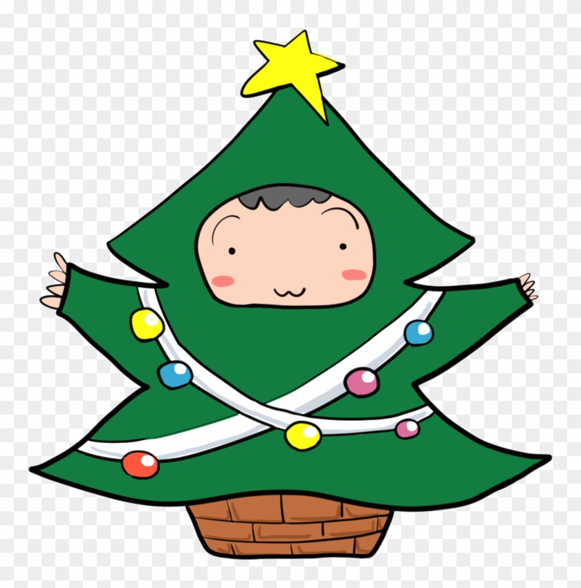 クリスマスツリー風の衣装を着る男の子 - 男の子 クリスマス イラスト #651062