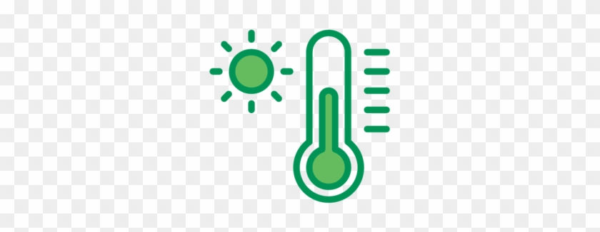 Water Drop Or Sun/cloud Icon, Thermometer, Water Droplet - Green Thermometer Icon Png #651538