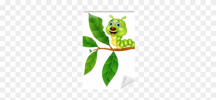 Cute Caterpillar Cartoon Eating Leaf Wall Mural • Pixers® - Cartoon Caterpillar #652847