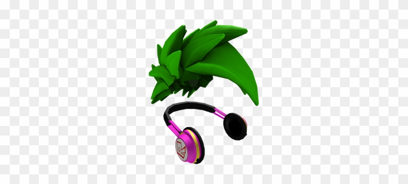 Green Swoosh And Headphones - Roblox Red Swoosh Hair #653094