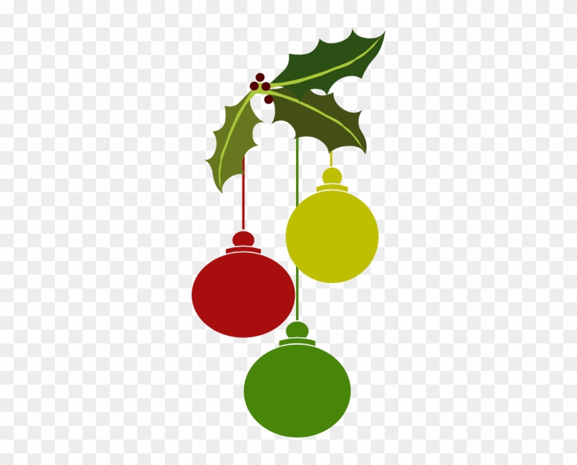 Christmas Ornaments2 Clip Art - Multi Colored Christmas Balls Holly Copy Greeting #658829