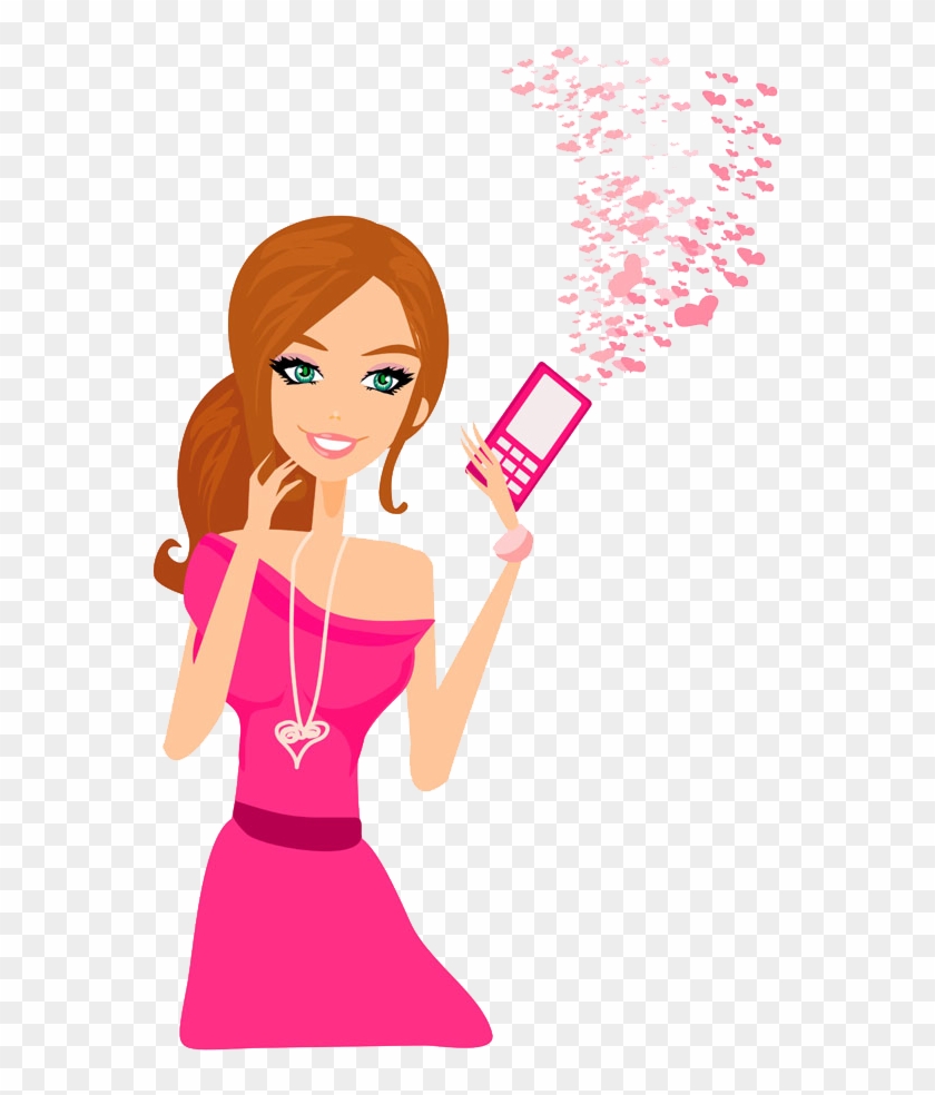 Mobile Phone Telephone Girl Clip Art - Mobile Phone Telephone Girl Clip Art #660787
