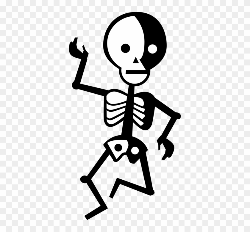 Vector Illustration Of Halloween Dancing Skeleton Celebrating - Illustration #662844