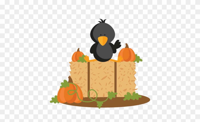 Crow On Hay Bale Model/sku - Pumpkin And Hay Bale Clipart #662939