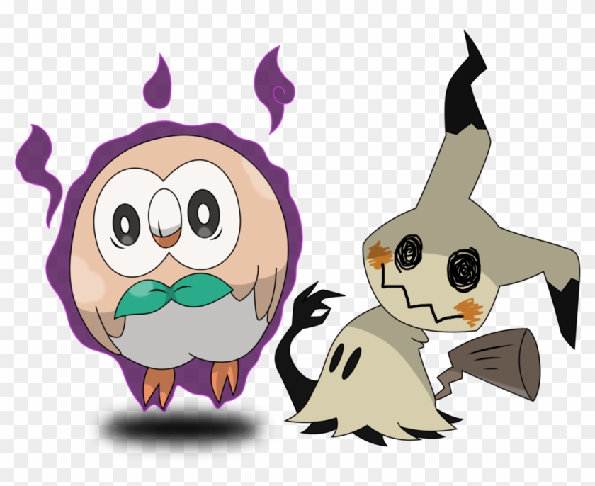 Mimikyu And Rowlet By Awokenarts Mimikyu And Rowlet - Chibi #666637