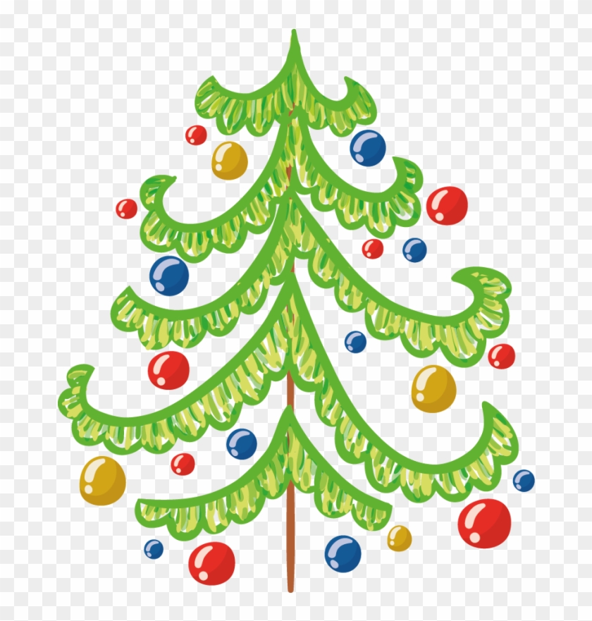 Stickers Sapin De Noël Vert Avec Boules Repositionnable - Christmas Tree #670691
