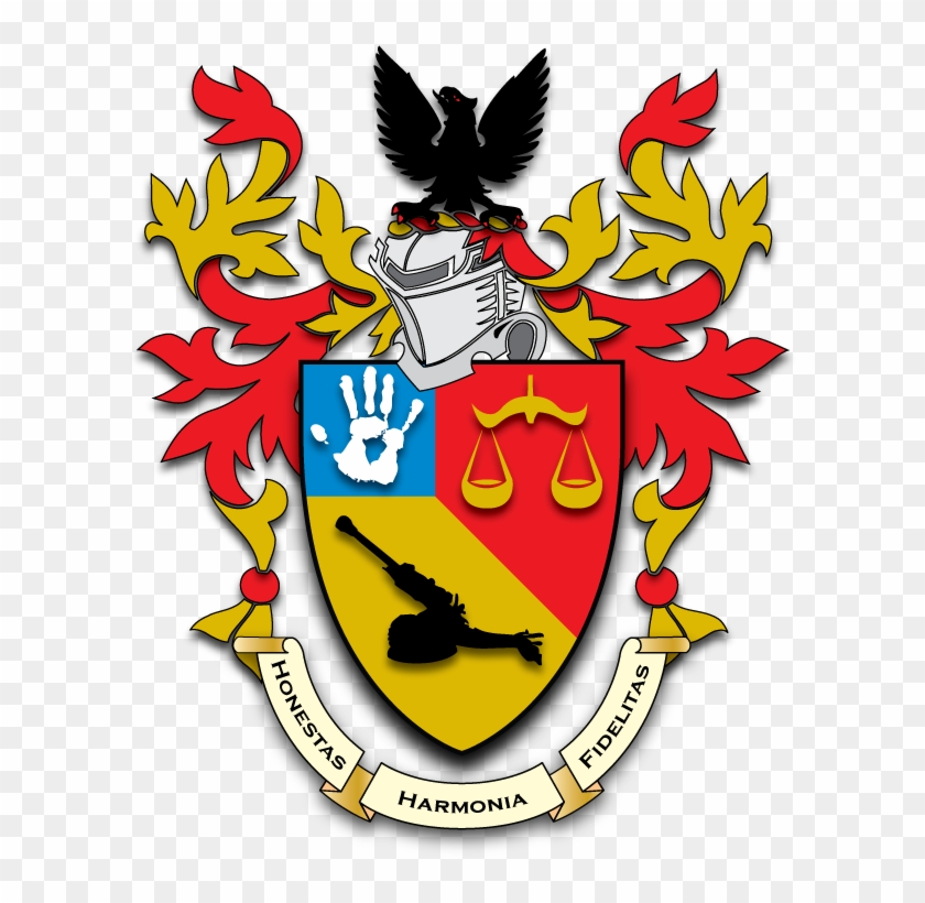 Per Bend, Gules And Or, A Libra Scale In Chief Of The - Coat Of Arms #674420