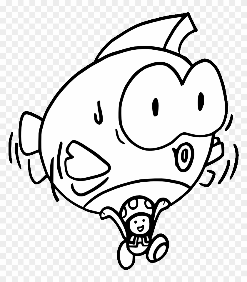 Bnw Toad And Fish By Jamesmantheregenold On Clipart - Mario And Luigi Coloring Pages #675278