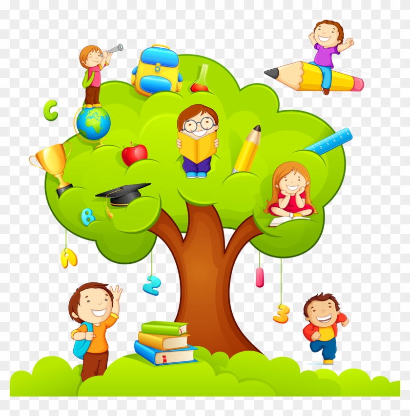 Niños Estudiando En Árbol Vector De Stock © Stockshoppe - Mtg International Mathematics Olympiad (imo) Work Book #676283