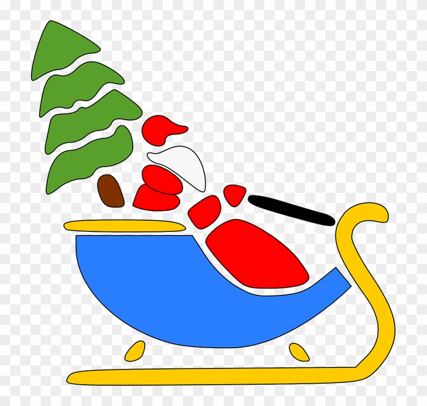 Snowtubing Cliparts 23, Buy Clip Art - Santa Sleigh And Reindeer #677227