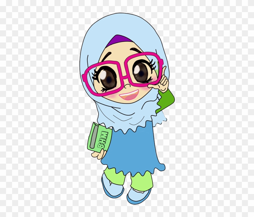 Cikgu Bunga Biru X - Kartun Muslimah Berkacamata Cantik #677774