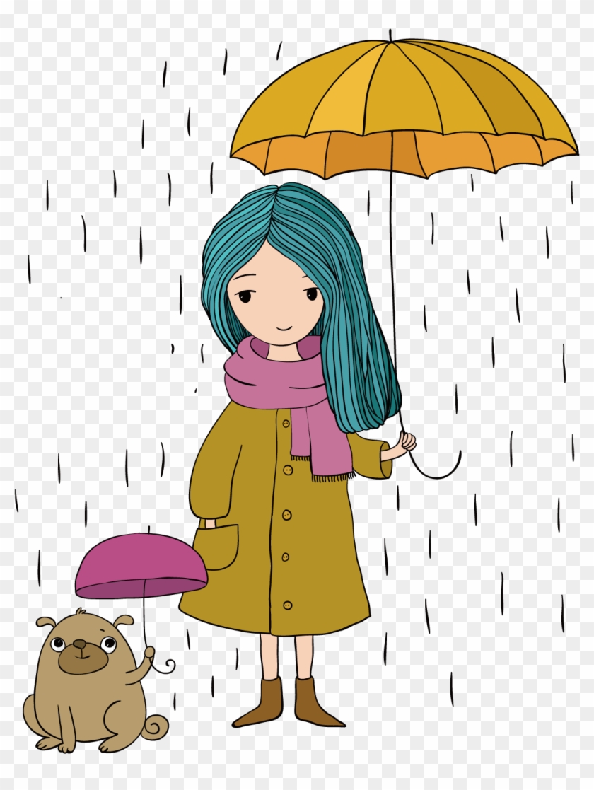 Cartoon Stock Photography Drawing Illustration - Girl Hold An Umbrella #679229