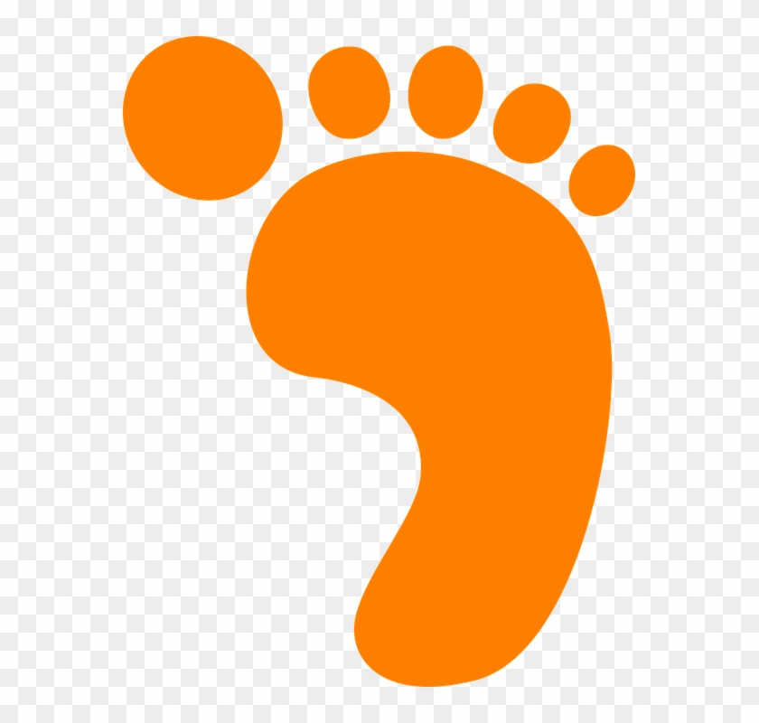 Footprint Clipart Barefoot - Foot Print Orange #122416