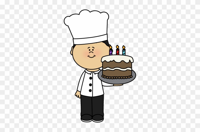 Chef With Birtday Cake Clip Art - Chef With A Cake Clipart #124262