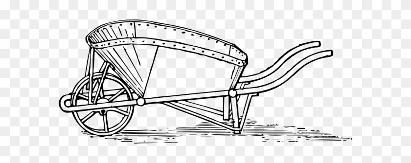 Free Vector Coal Barrow Clip Art - Black And White Wheel Barrow #129068