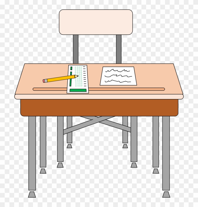 Wooden School Desk And - Desk Clipart Png #681472