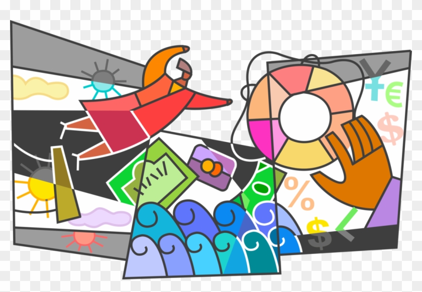 Vector Illustration Of Jumping From Trapeze Over Turbulent - Vector Illustration Of Jumping From Trapeze Over Turbulent #683897