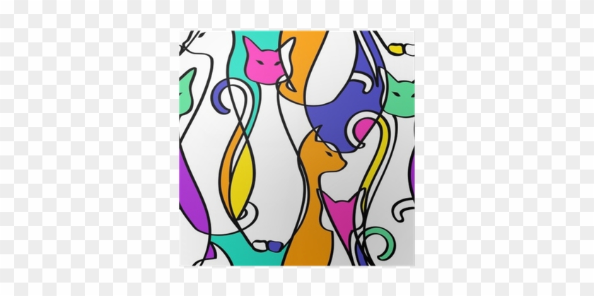 Seamless Pattern Of Geometric Abstract Cats - Geometry #684071