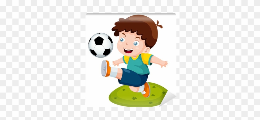 Illustration Of Cartoon Boy Playing Soccer Wall Mural - Imagenes De Cultura Fisica Animadas #684957