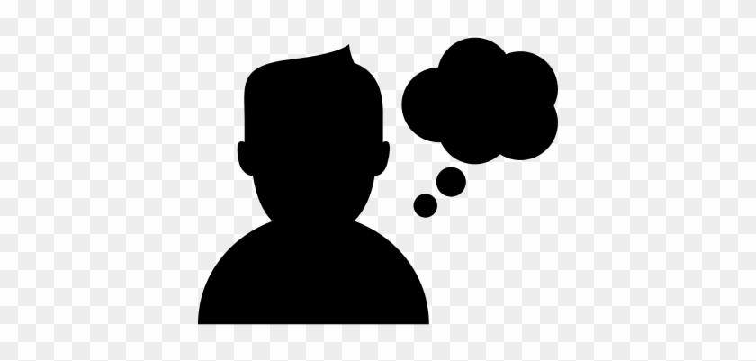 Man Thinking Close Up Black Shape Vector - Person Thinking Icon #690190