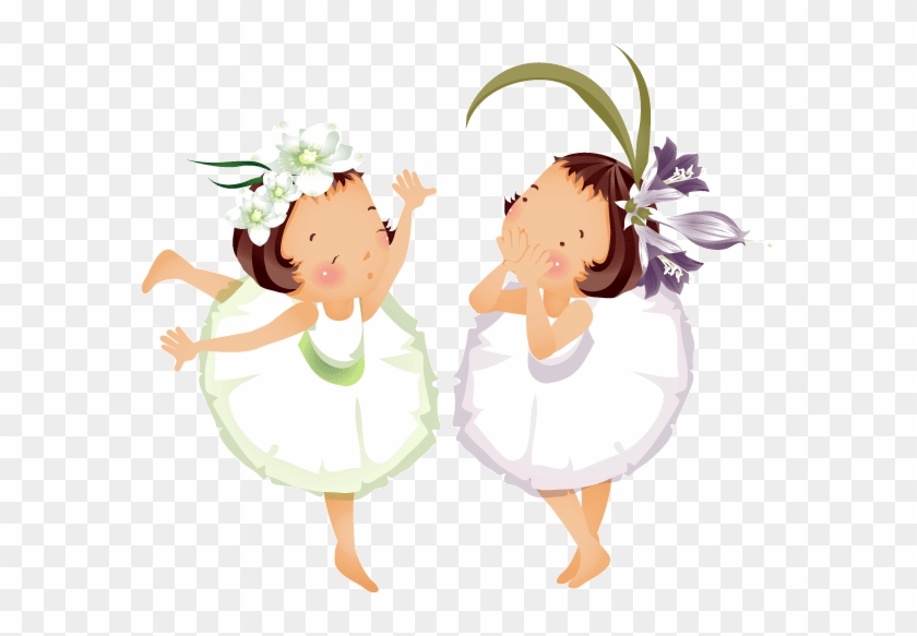 Flower Girl Curtain Clip Art - Cute Little Girls 1 Shower Curtain #695428