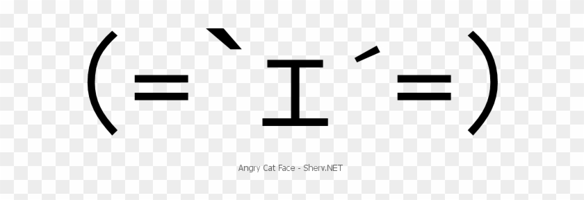 Angry Cat Face Inverted - Cat Ascii One Line #696941