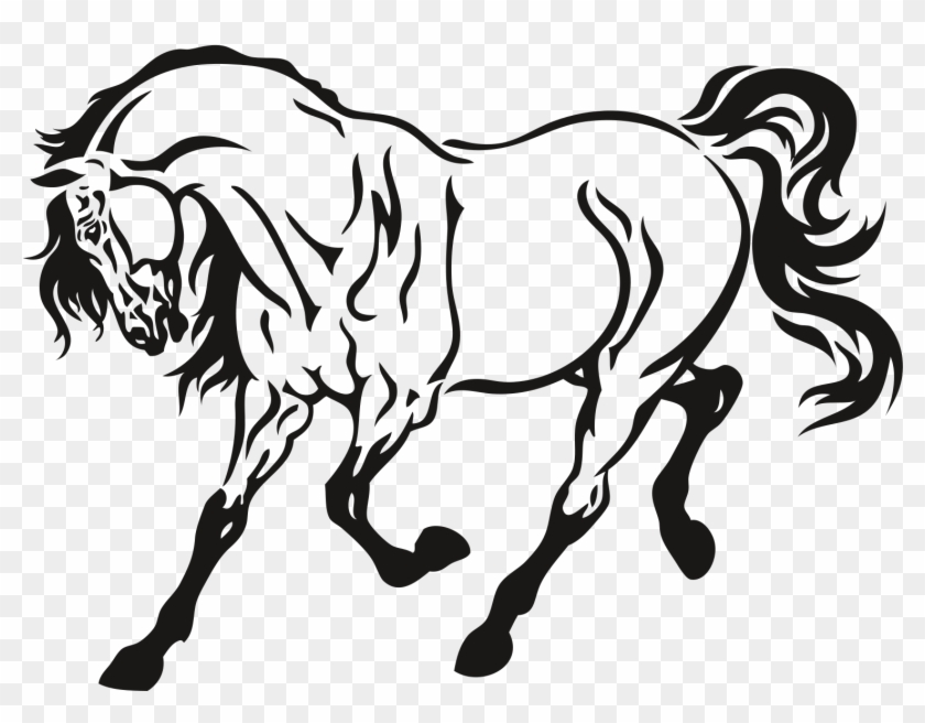 Клипарт Животные - Horse Tattoo Black And White #697122