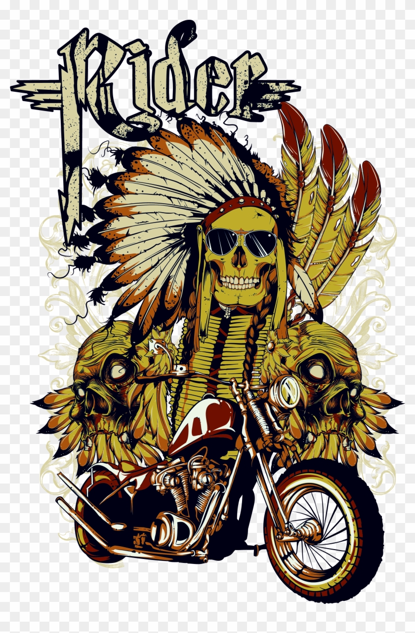T-shirt Motorcycle Skull - T-shirt Motorcycle Skull #704873