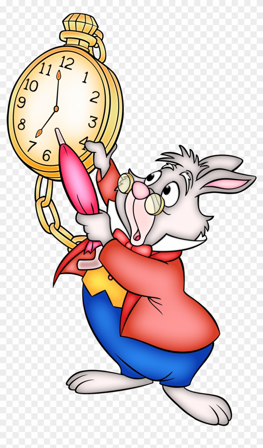 Alice In Wonderland Cartoon Character On A Transparent - White Rabbit With Clock #704864