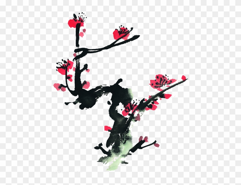 Chinese Painting Ink Wash Painting Bird And Flower - 写意 梅花 #711721