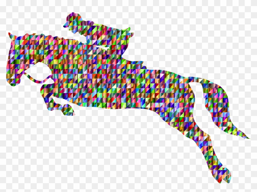 Chromatic Triangular Horse Jumping By @gdj, Chromatic - Show Jumping Horse Silhouette #711903
