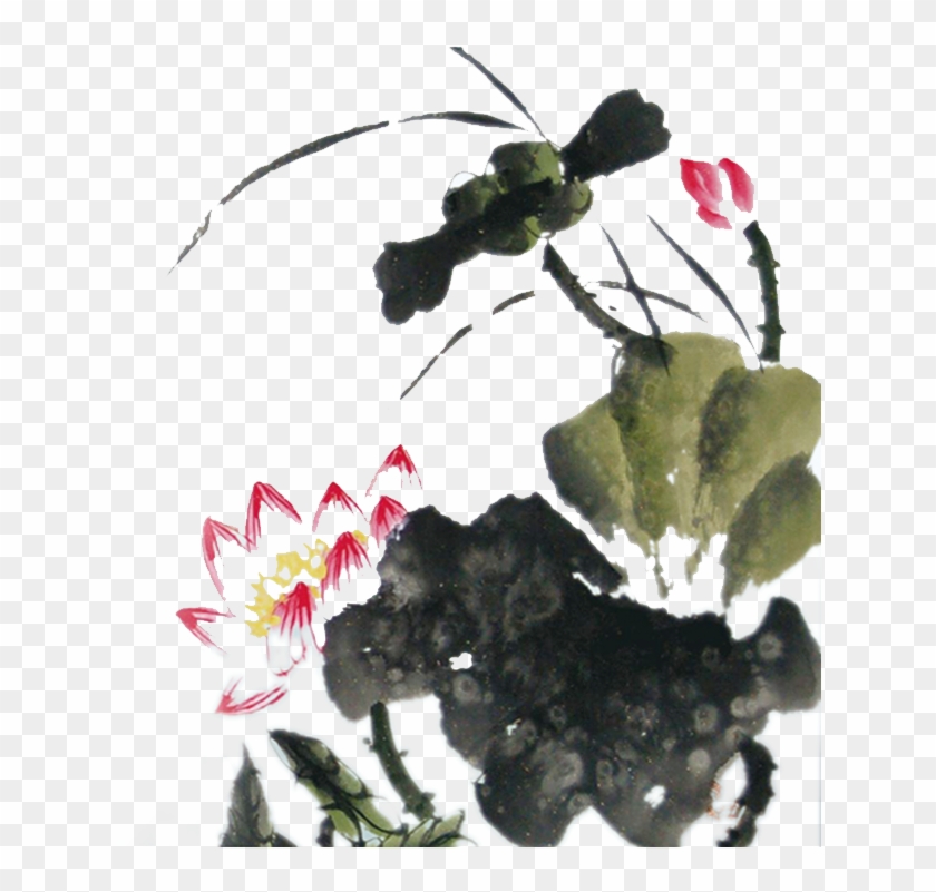 Ink Wash Painting Nelumbo Nucifera Fish Chinese Painting - 水墨 荷花 图片 #711996