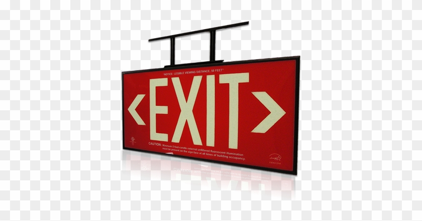 No Wiring To Install - Double Face Photoluminescent Exit Sign - Red - Green #712442