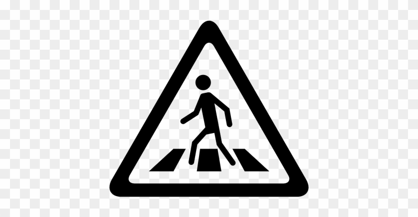 Crosswalk Signal Of Triangular Shape Vector - Pedestrian Crossing Sign Black And White #712711