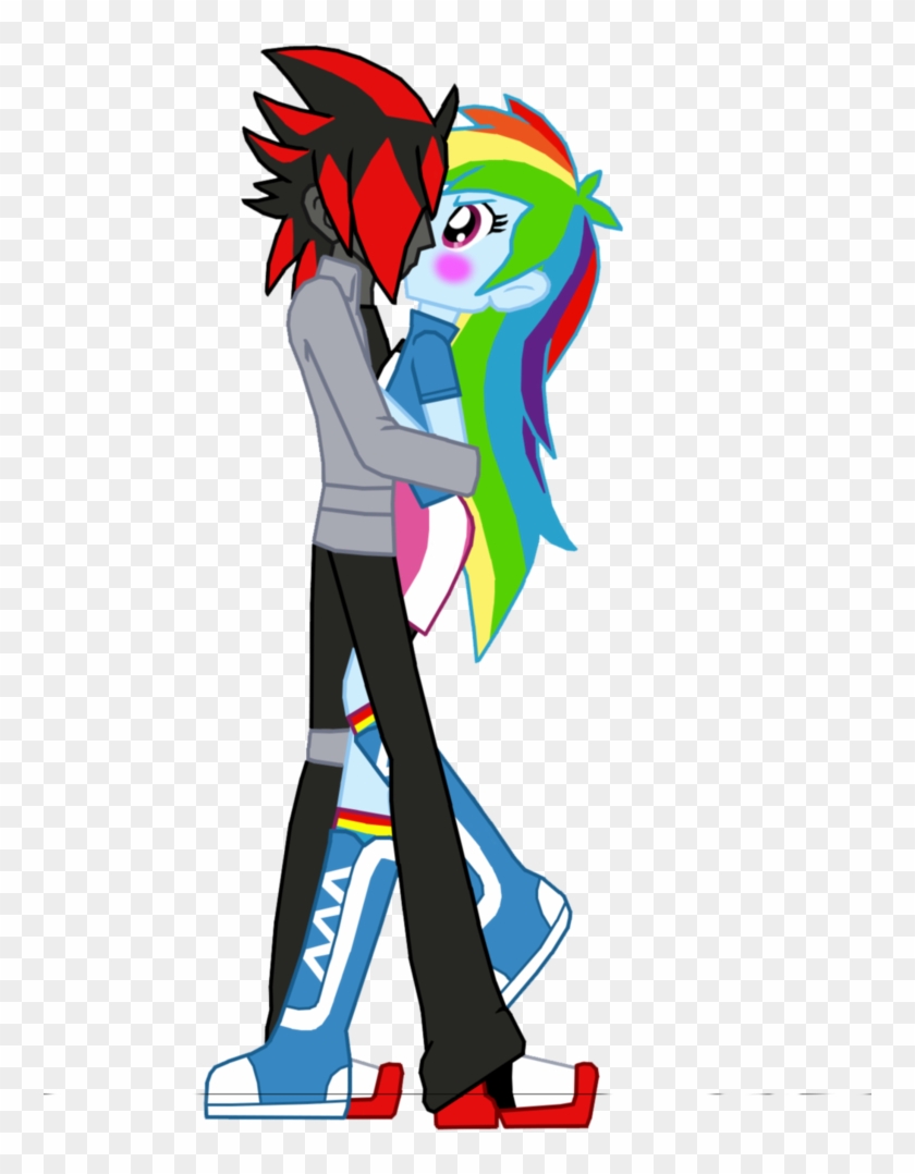 Valentines Day Shadow X Rainbowdash Kiss By Mergedzamasuva - Shadow The Hedgehog In Equestria Girls #720207