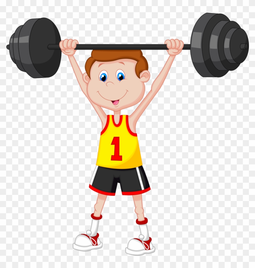 Profissões E Ofícios - Cartoon Boy Lifting Weights #721203