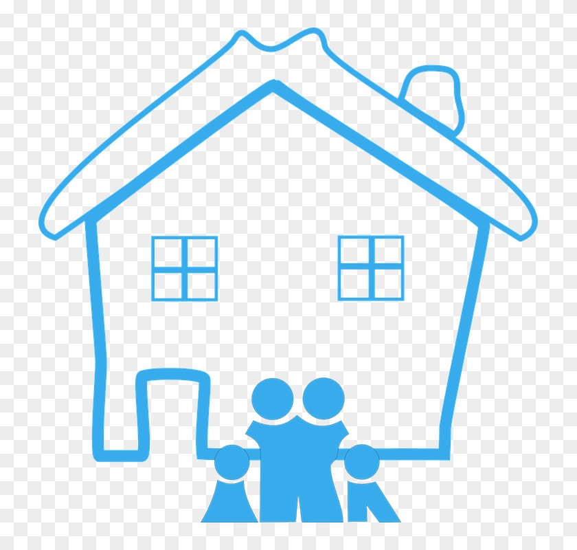Home Family House Design Happy Blue Pictogram - Family Clip Art #132183