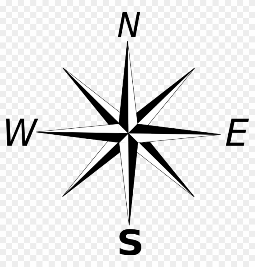 Simple Compass Rose Clip Art - Cardinal And Intermediate Directions #134304