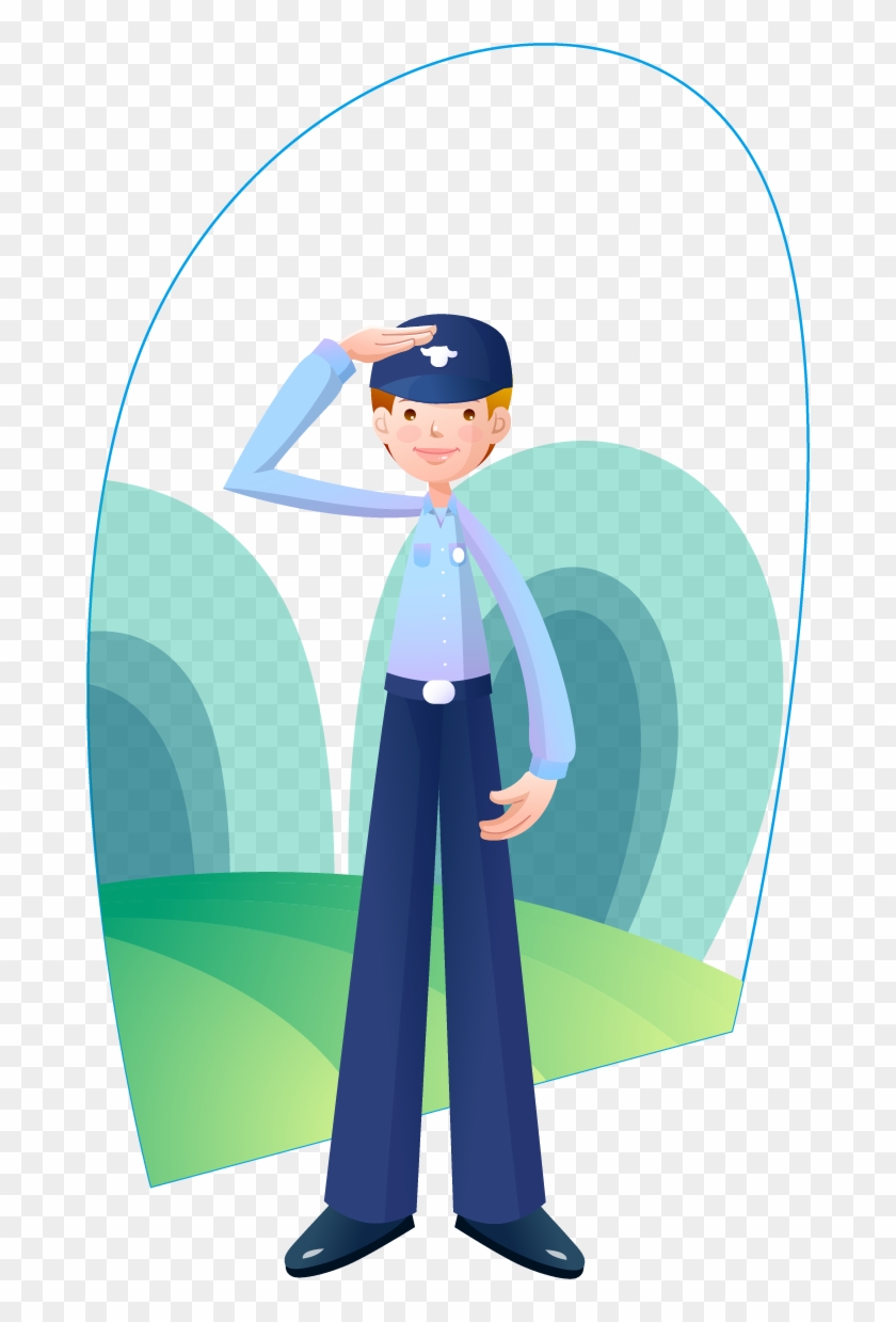 Salute Police Officer Cartoon Illustration - Salute Police Officer Cartoon Illustration #730554