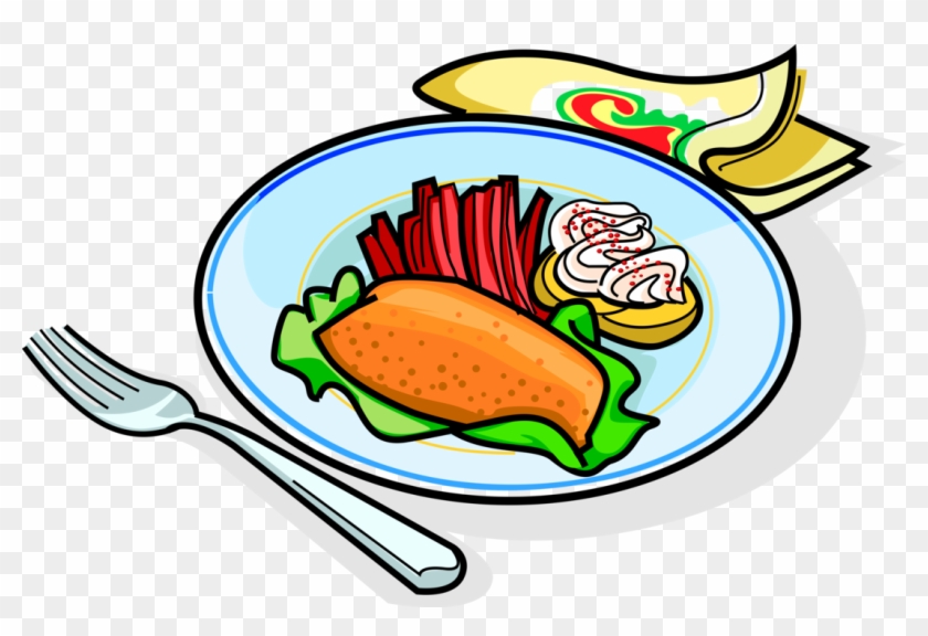 Vector Illustration Of Russian Cuisine Garnished Fried - Dinner Clipart #732331