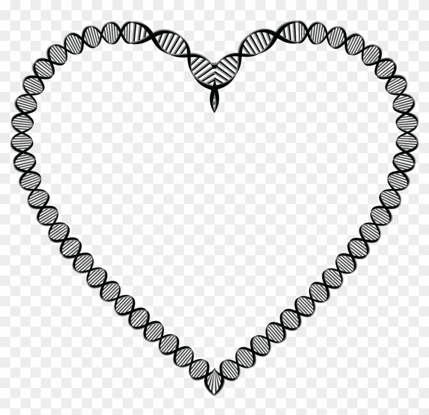 Free Clipart Of A Dna Double Helix Strand Heart Frame - Heart Frame In Black #733446