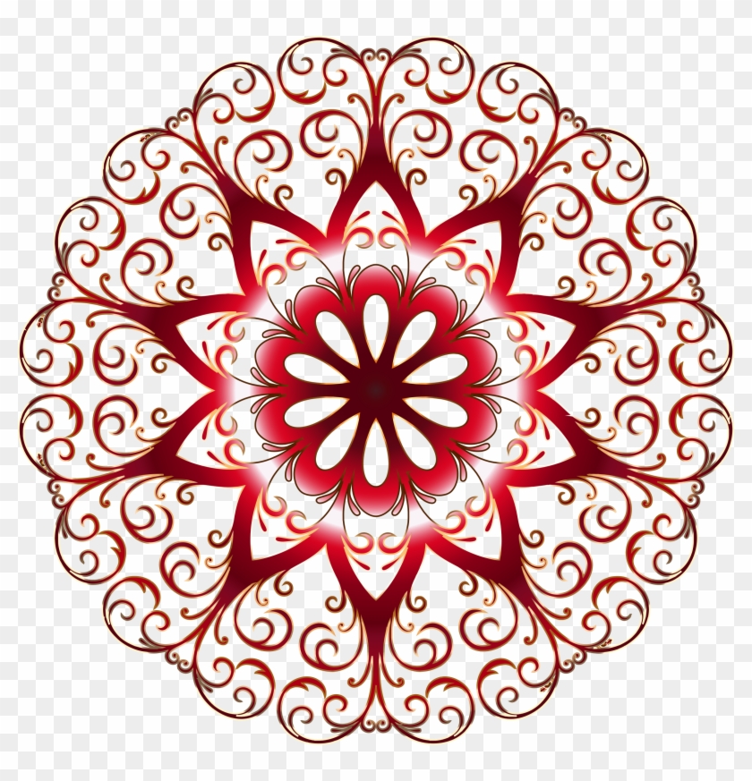 Flourish Snowflake 3 No Background - Round Floral Design Png #738477