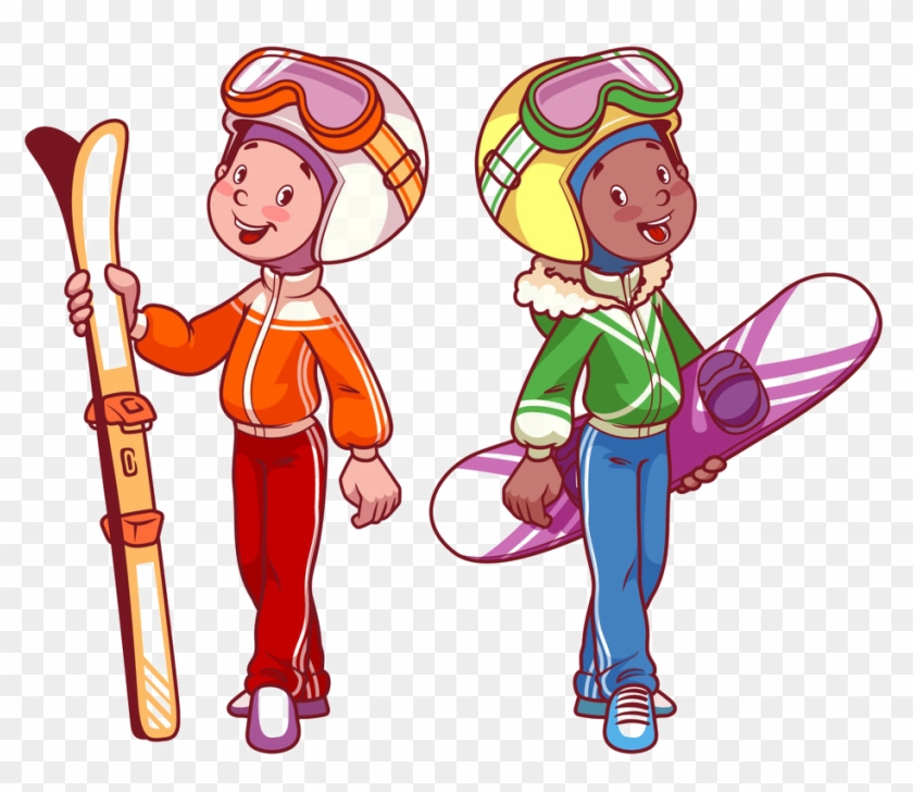 Skiing Snowboarding Clip Art - Skiing Snowboarding Clip Art #739392