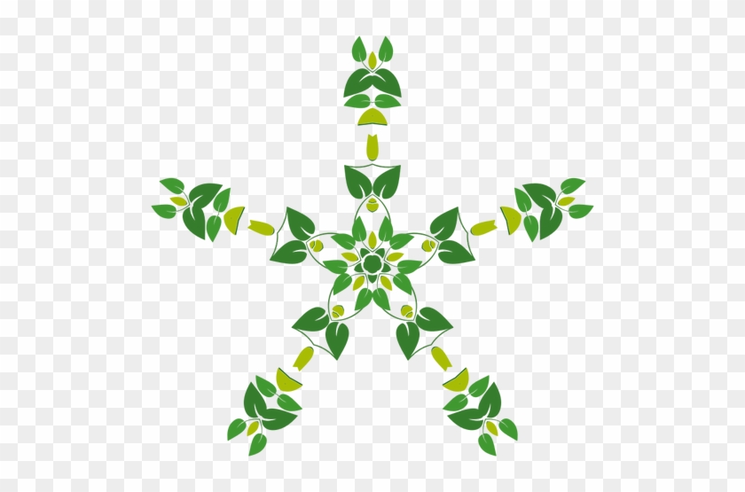 Snowflake Shaped Leafy Pattern Vector Drawing - Vector Graphics #739460