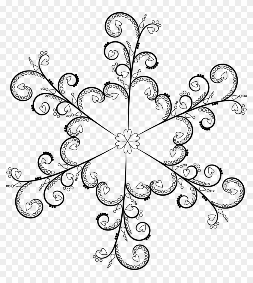 Snowflake Clipart Lace - Heart Snowflake Drawing #740316