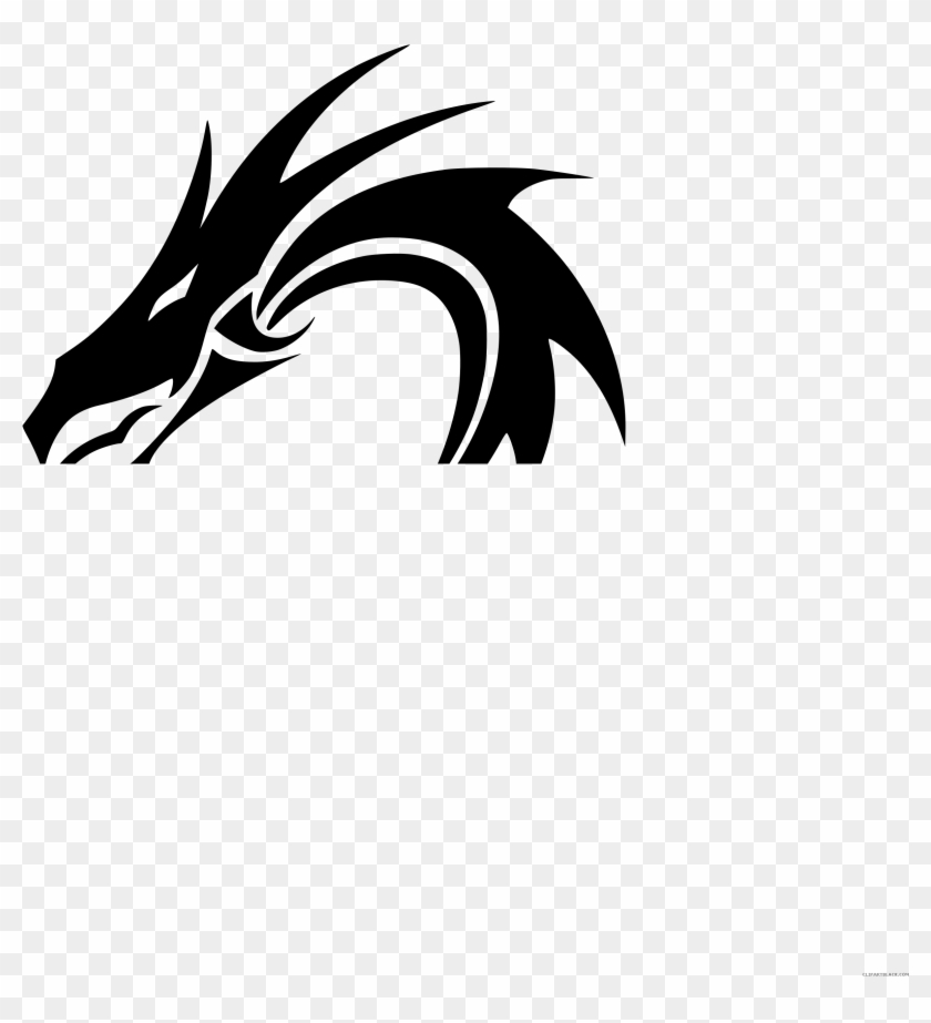 Tribal Dragon Animal Free Black White Clipart Images - Tribal Dragon Tattoos #740532