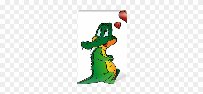 Colored Cartoon Illustration Wall Mural • Pixers® • - Crocodile In Love #741146