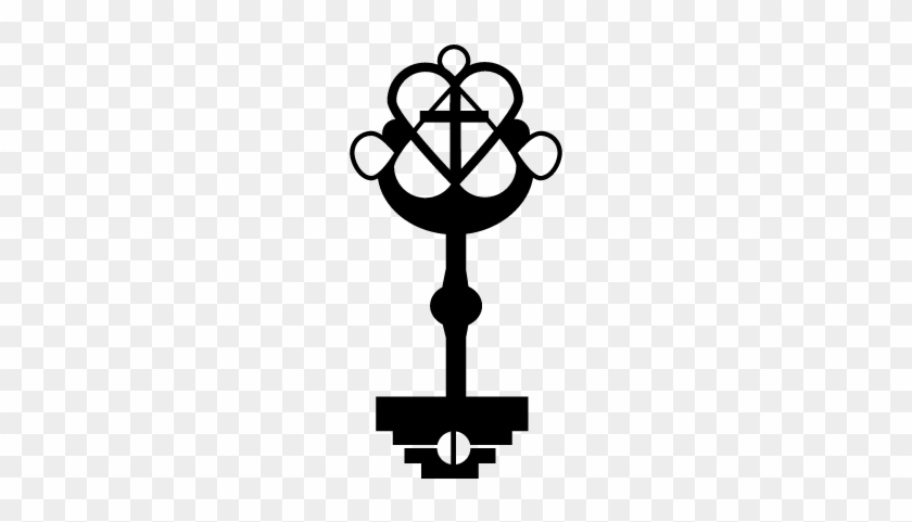 Key Design With Heart And Cross Vector - Vector Graphics #742050