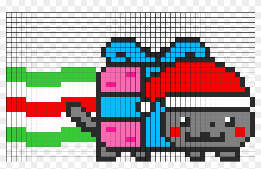 Nyan Cat Perler Bead Pattern 192266 - Christmas Nyan Cat Pixel Art #742397